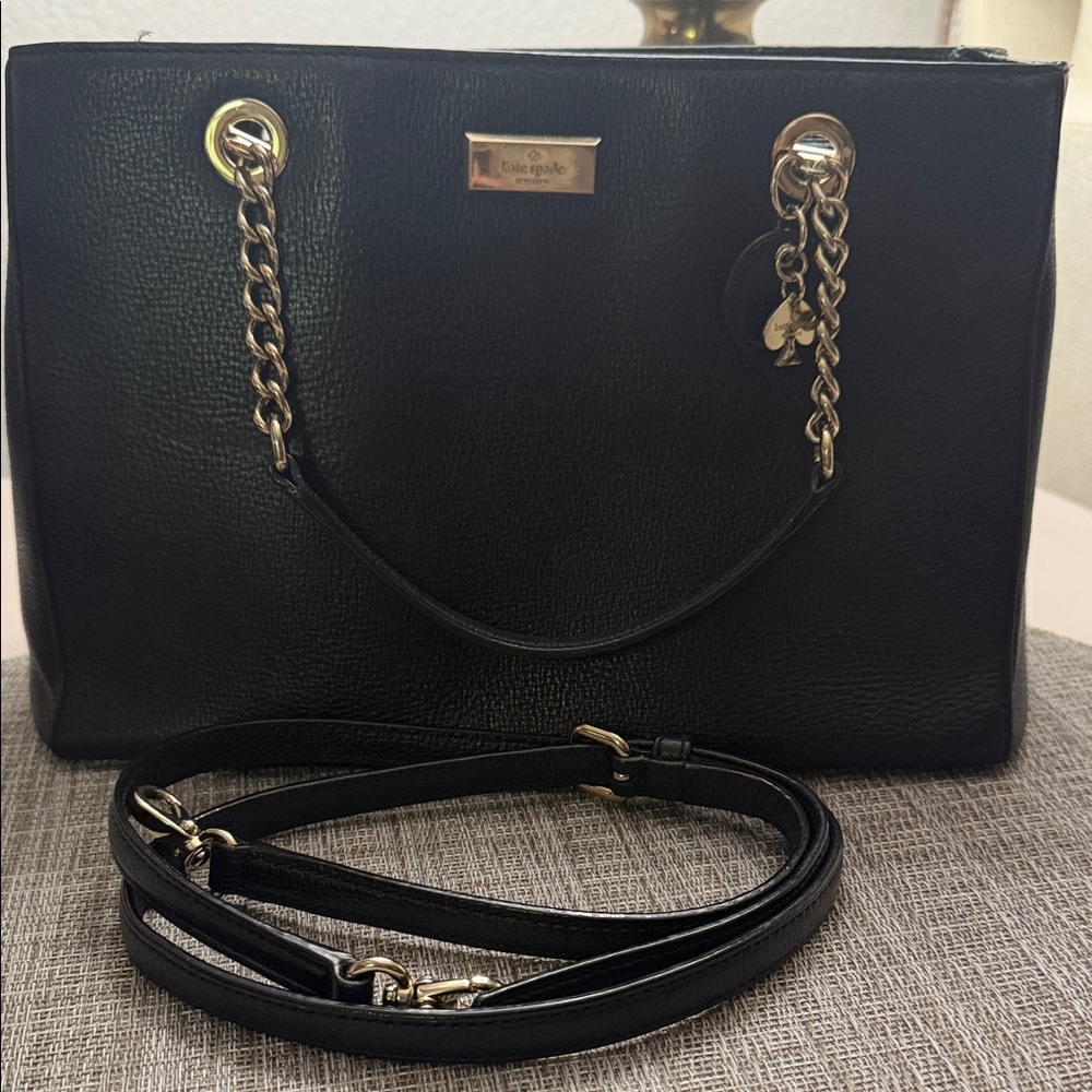 Kate Spade Black Satchel Crossbody with Gold Accents